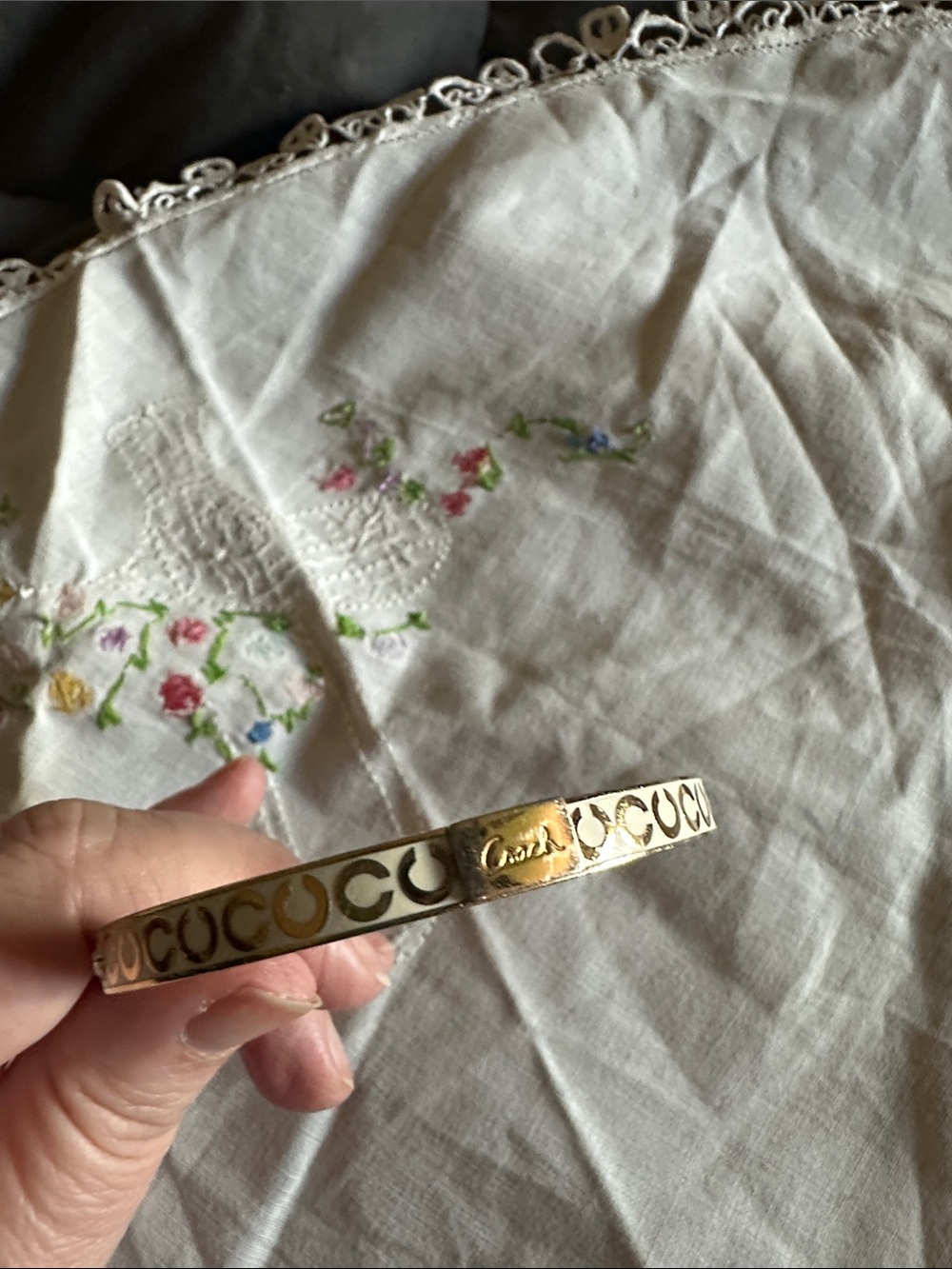 Coach Gold-tone 'C' Logo Slim Bangle Bracelet